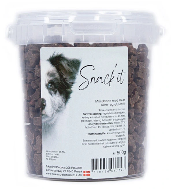 Snackit Semi-Moist Mini Bones med Hest 500 g - bløde hundesnacks